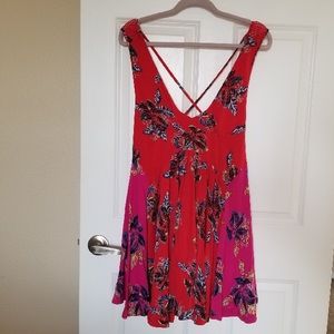 Free People Red Swing V-Neck Dress